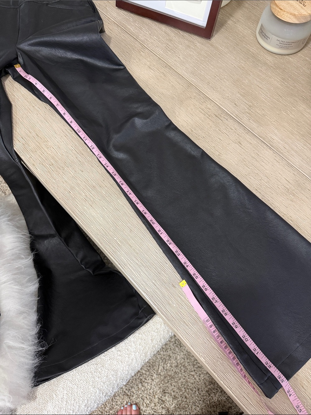 Spanx black faux leather flare pants S - Picture 8 of 11